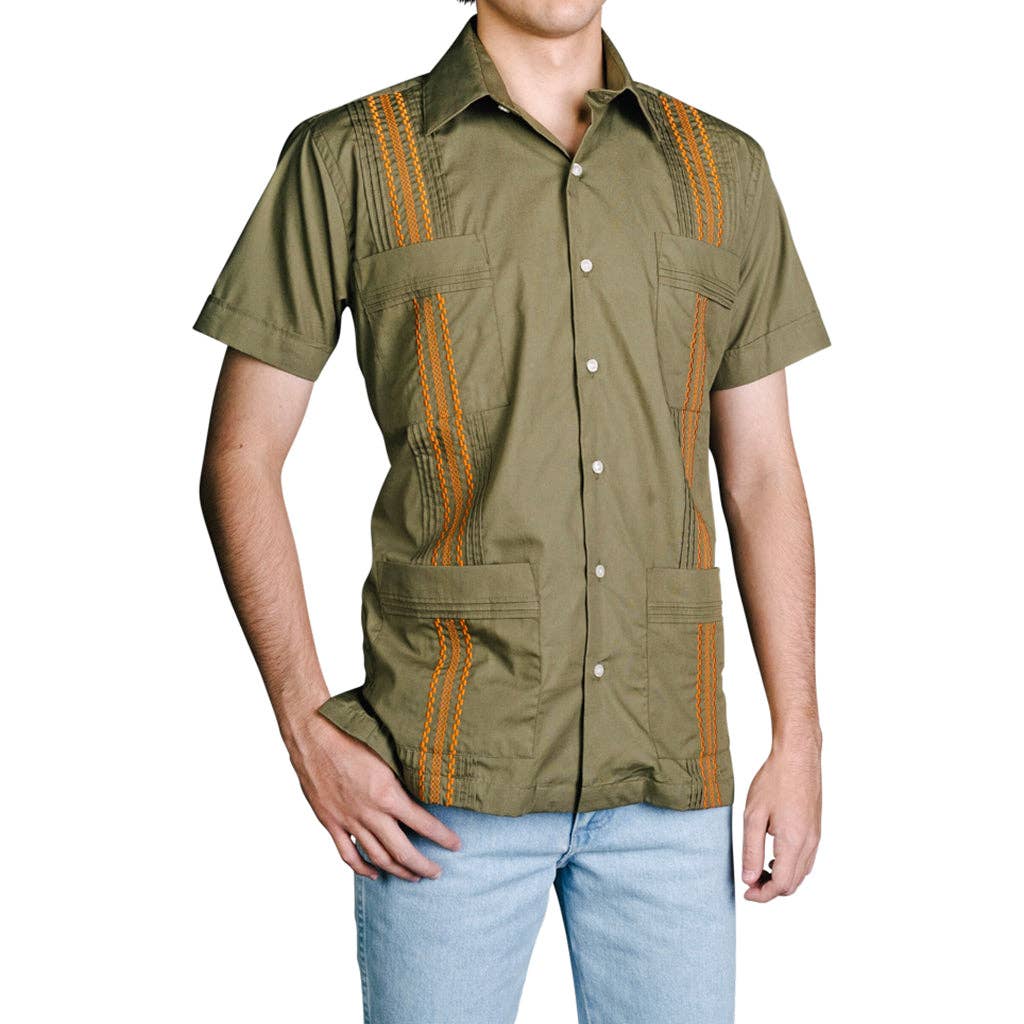 Paris Texas Apparel Co. - Wholesale Button Down Shirt - Men's - Hunting Classic Guayabera - Olive9