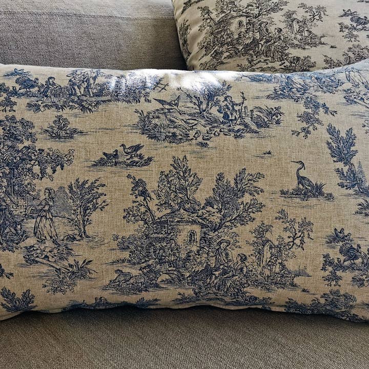 Homesite - Wholesale Throw Pillow Cover - Toile De Jouy Pillow Cover Blue, 4 Sizes5