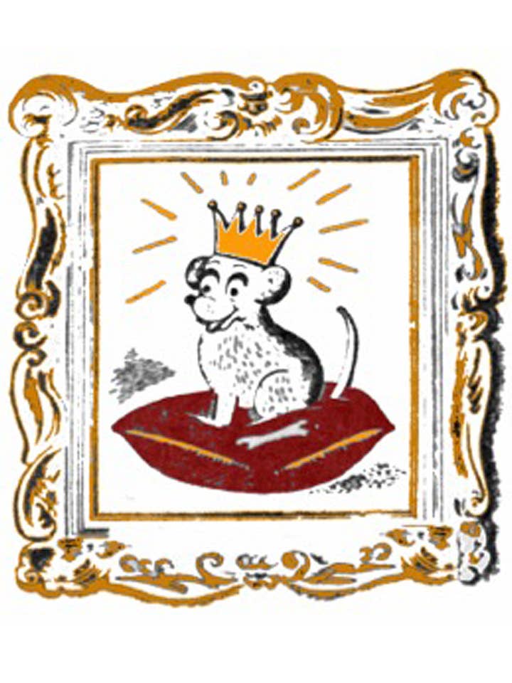 Chien avec une couronne pour la vente par Just Write Arts