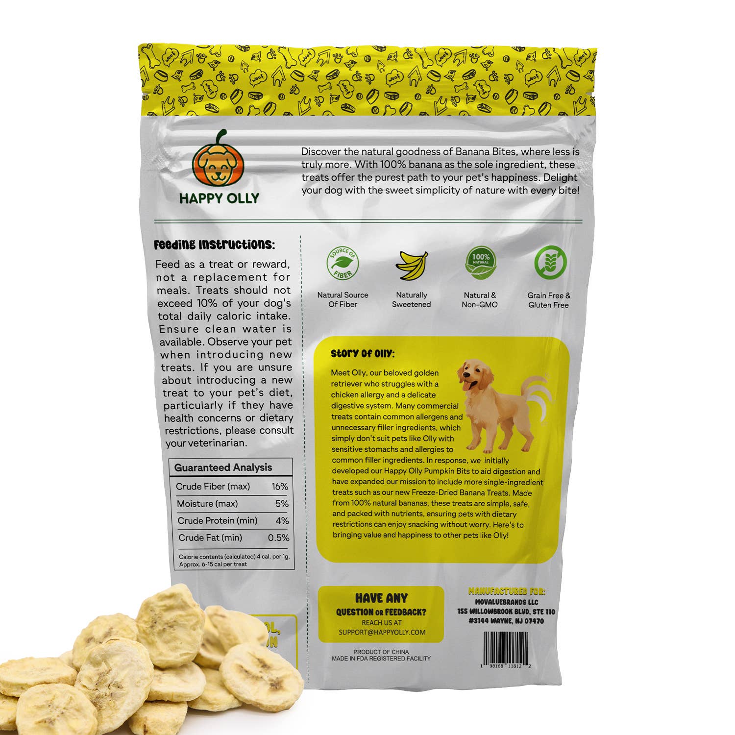 Happy Olly - Wholesale Pet Treats - Dog - Happy Olly Freeze Dried Banana- Single Ingredient Dog Treat5
