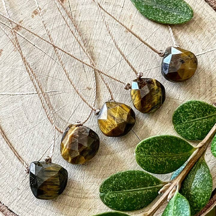 Merelani Designs - Wholesale Pendant/charm necklace - Tigers Eye Faceted Teardrop Gemstone Necklace1