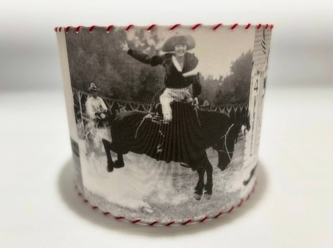 Red Dirt Ranch Clothing Company - Wholesale Lamp Shade - Lampshade Old West Cowgirl Black and White with Red Lacing1