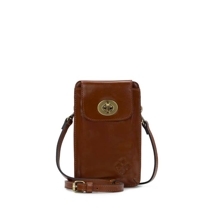Tan Patricia Nash Felicita Phone Crossbody - Vegetable Tanned for wholesale on Faire
