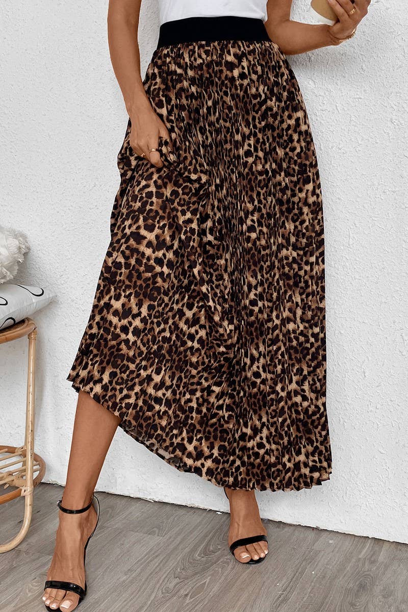 CWBMS0282_AUTUMN AND WINTER LEOPARD PRINT PLEATED SKIRT for wholesale on Faire0