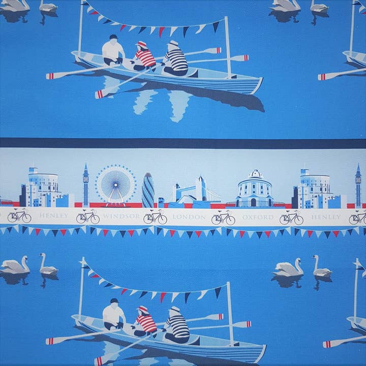 Aqua by Design - Wholesale Tea Towel - Tea Towel, London Skyline & Rowing Boats Design1