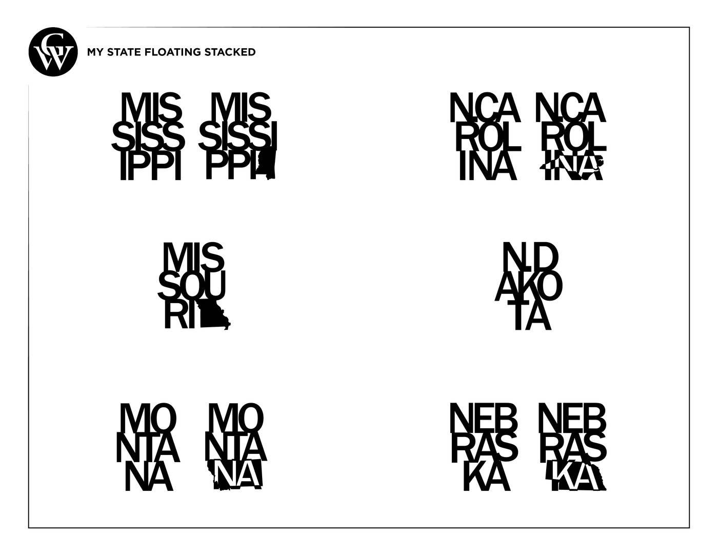 Grainwell - Wholesale Sign - State Name Floating Stacked6