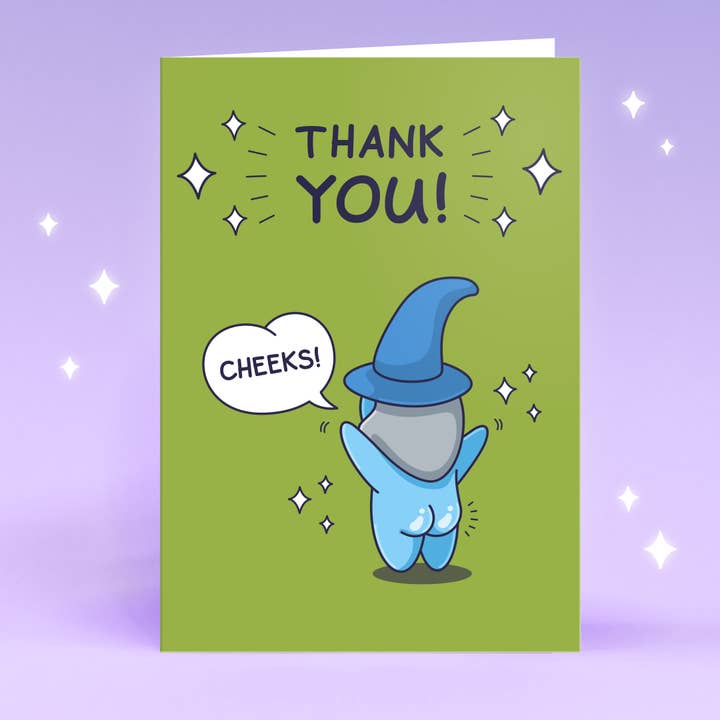 Funny Thank You Card - Cheeky Wizard for wholesale by Cheeky Legends