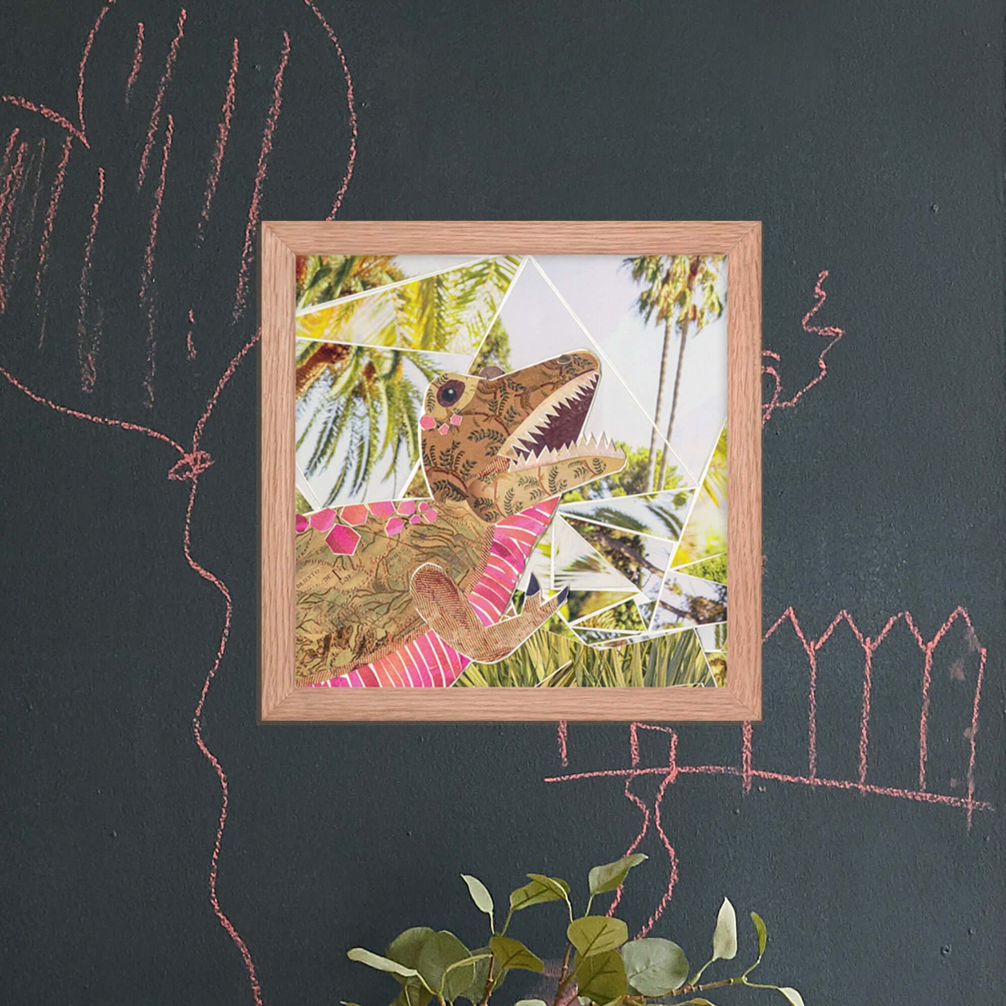 more the merrlier - Wholesale Art Print - T-rex Dinosaur Framed Collage Art Nursery Print2