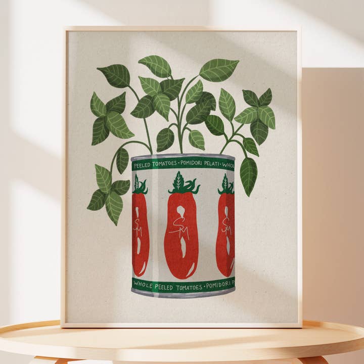 Tomato and Basil Botanical Art Print for wholesale by Ev Mat Studio