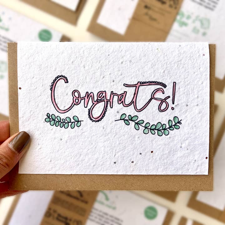 Félicitations Carte à Planter de Graines de Fleurs Sauvages pour la vente par Honey and Incense