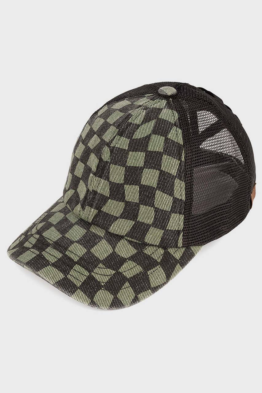 Hana - Wholesale Baseball Cap - Women's - C.C Checkered Pattern Criss Cross Back Cap1