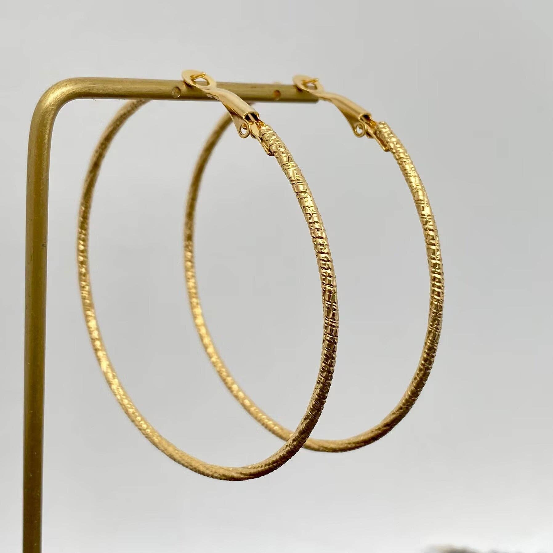 Mio Queena - Wholesale Hoop Earrings - 60mm Inside Diameter 18K Gold Plated SS Hoop Earrings - FGS14
