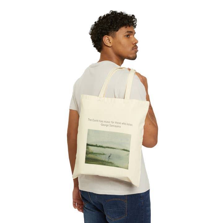 The Earth has music Cotton Canvas Tote Bag for wholesale by Woodmiration