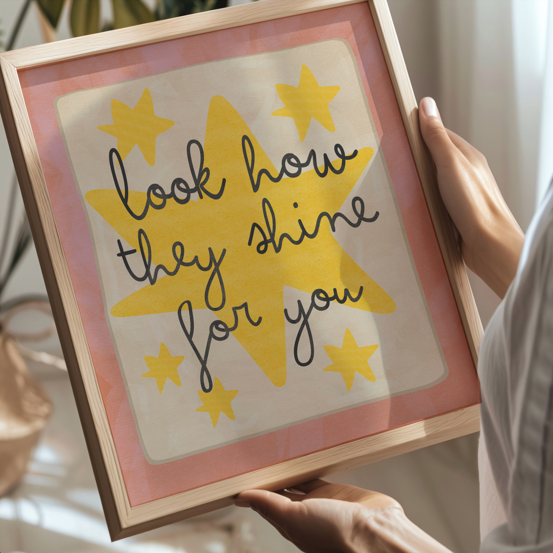 Lara and Kin – wholesale Art print – Kids & baby – Pink Girls Nursery Print Look How They Shine for You Star1