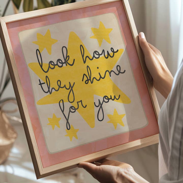 Lara and Kin β wholesale Art print β Kids & baby β Pink Girls Nursery Print Look How They Shine for You Star1