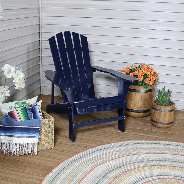 Sunnydaze Decor - Wholesale Adirondack Chair - Sunnydaze Coastal Bliss Wooden Adirondack Chair - Navy Blue