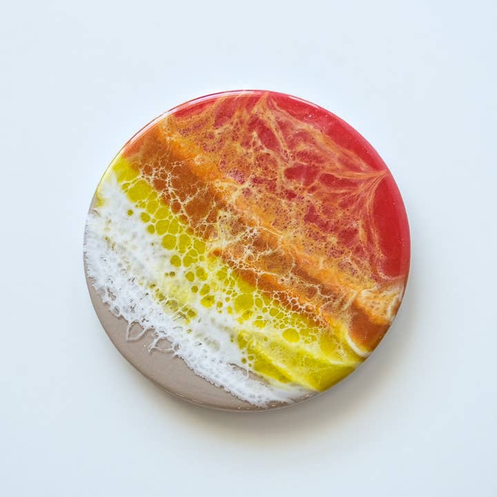 Glødende solnedgange bordskånere - sæt med 4 for engroshandel hos Vixen Hollow Arts