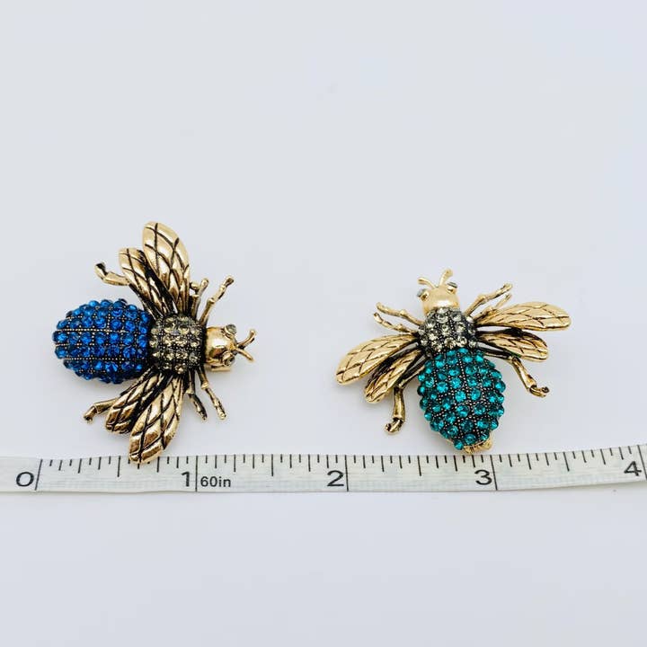 Mio Queena - Vente Broches - Broche abeille en métal avec strass, pince à vêtements3