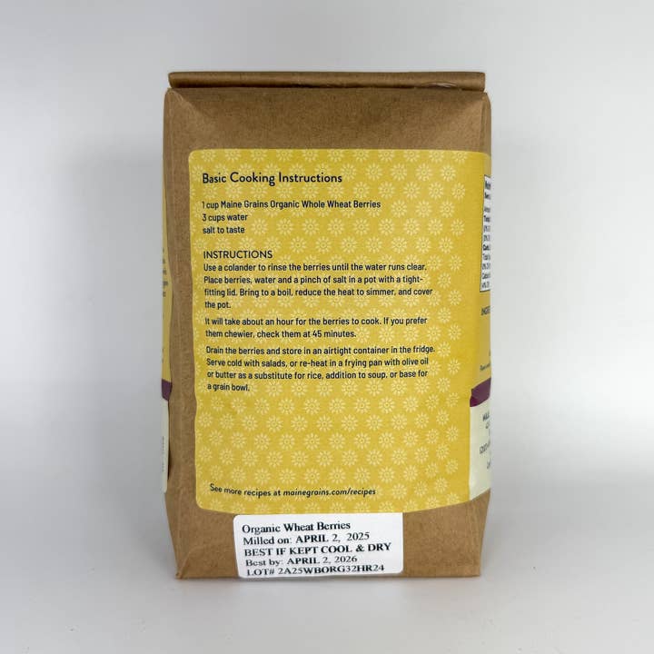 Maine Grains - Wholesale Whole Grains - Organic Wheat Berries /6x2.4#