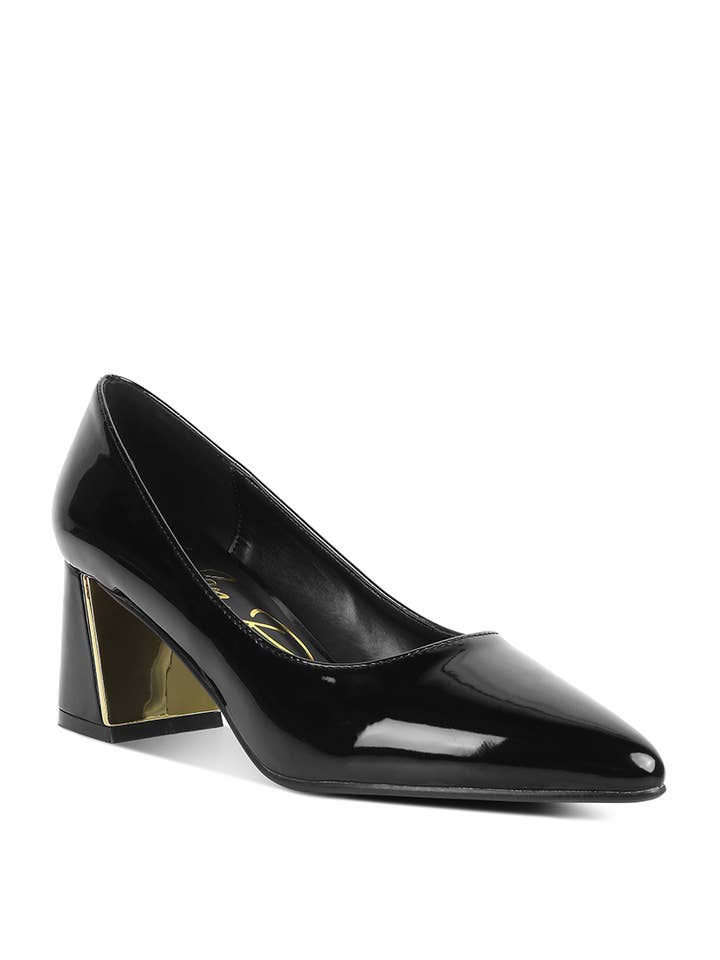 Rag Company – wholesale Low heels – Women′s – Zaila Metallic Accent Block Heel Pumps