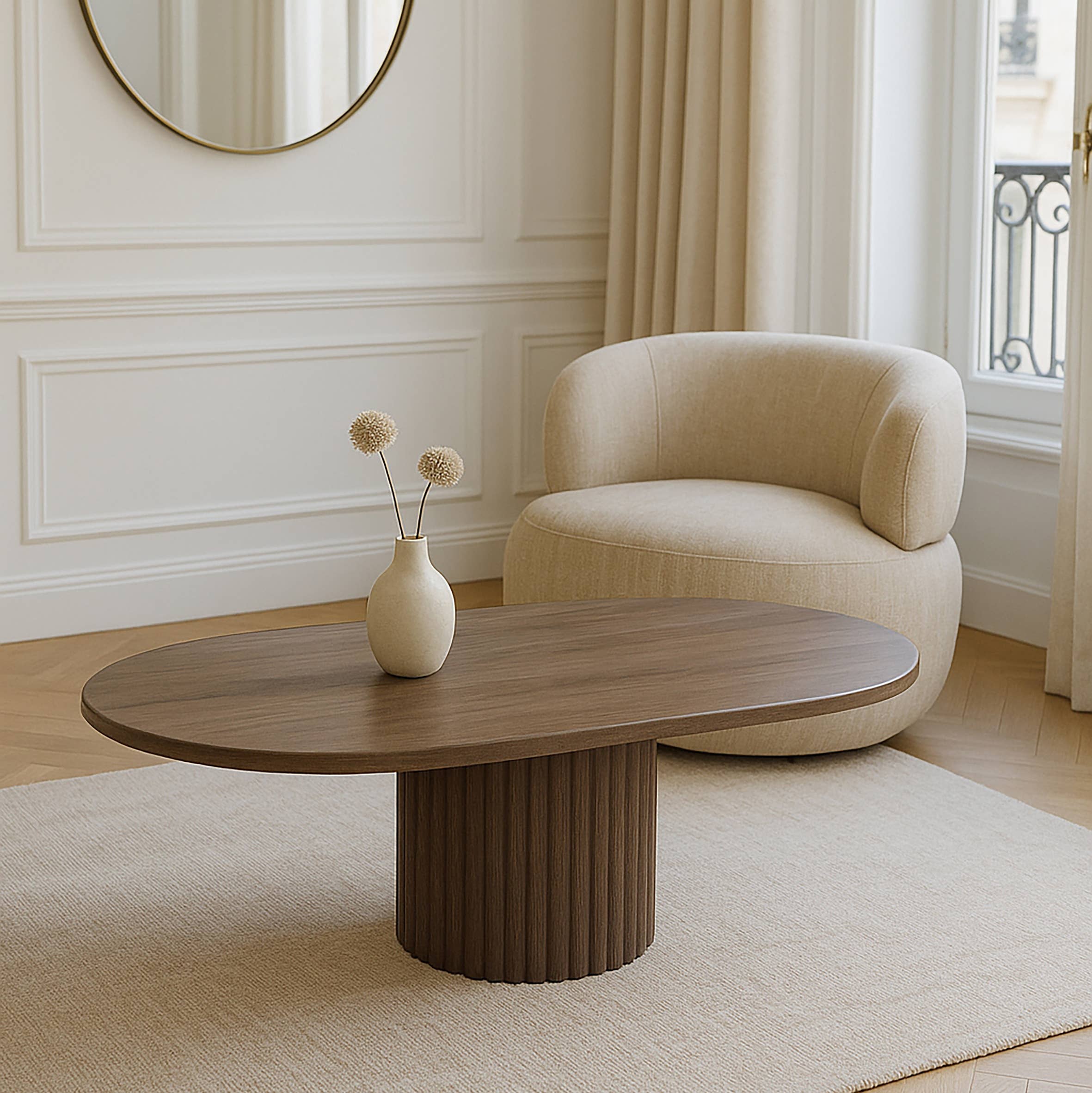 Now's Home - Wholesale Coffee Table - OVAL COFFEE TABLE WALNUT WOOD EFFECT 110X60XHT40CM SIERRA1