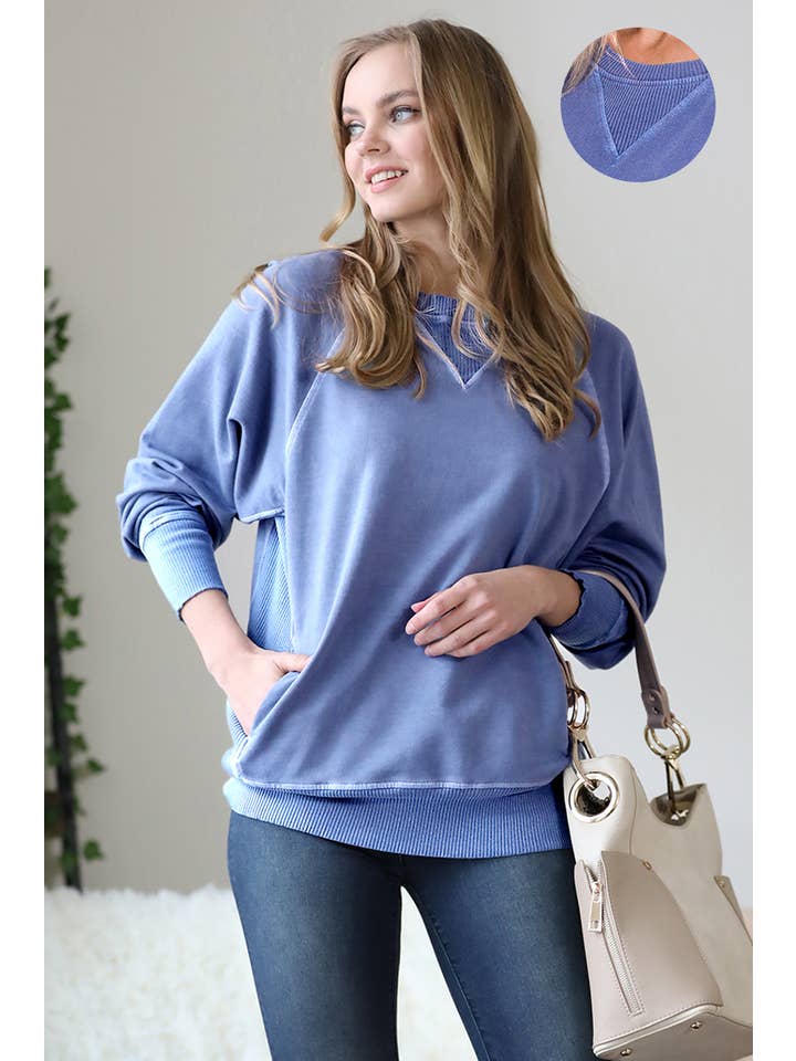 42POPS - Wholesale Sweatshirt - Women's - `.Washed French Terry Pullover With Side Pockets37