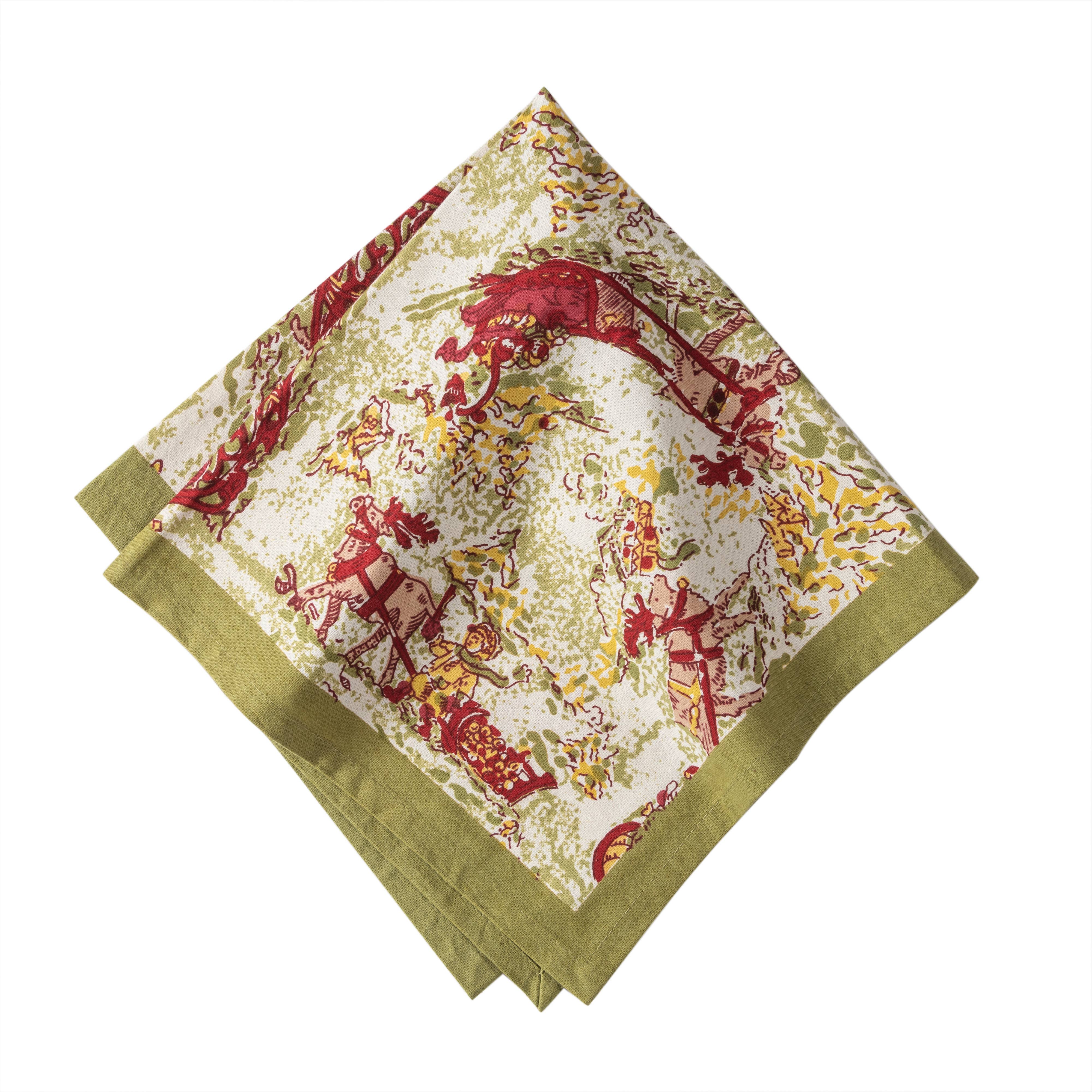 Couleur Nature - Wholesale Dinner & Cloth Napkin - Renne Reindeer Red & Green Napkins - Set of 60