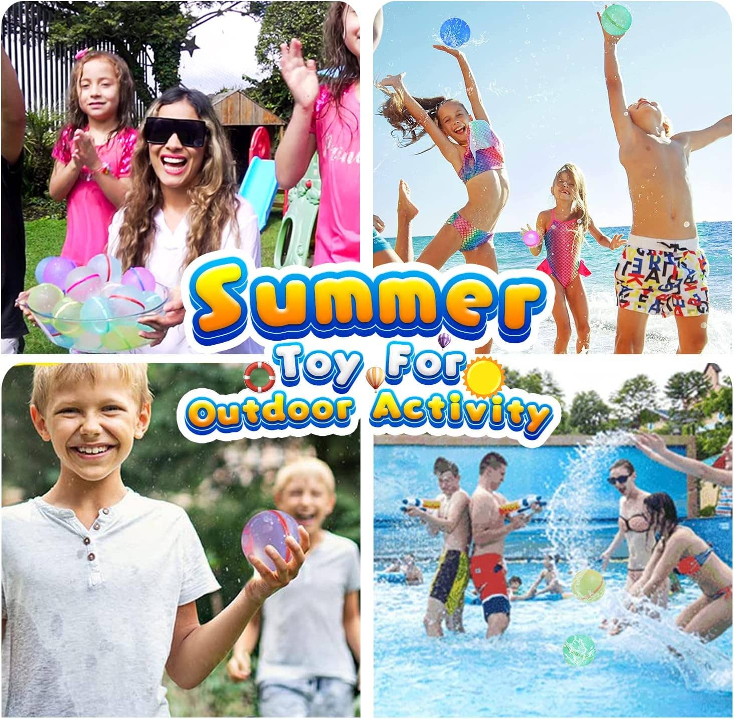 Lelaffet - Wholesale Beach/Pool Toy - Kids & Baby - 6 PCS Reusable Water Balloons for Kids, Pool Beach Toys5