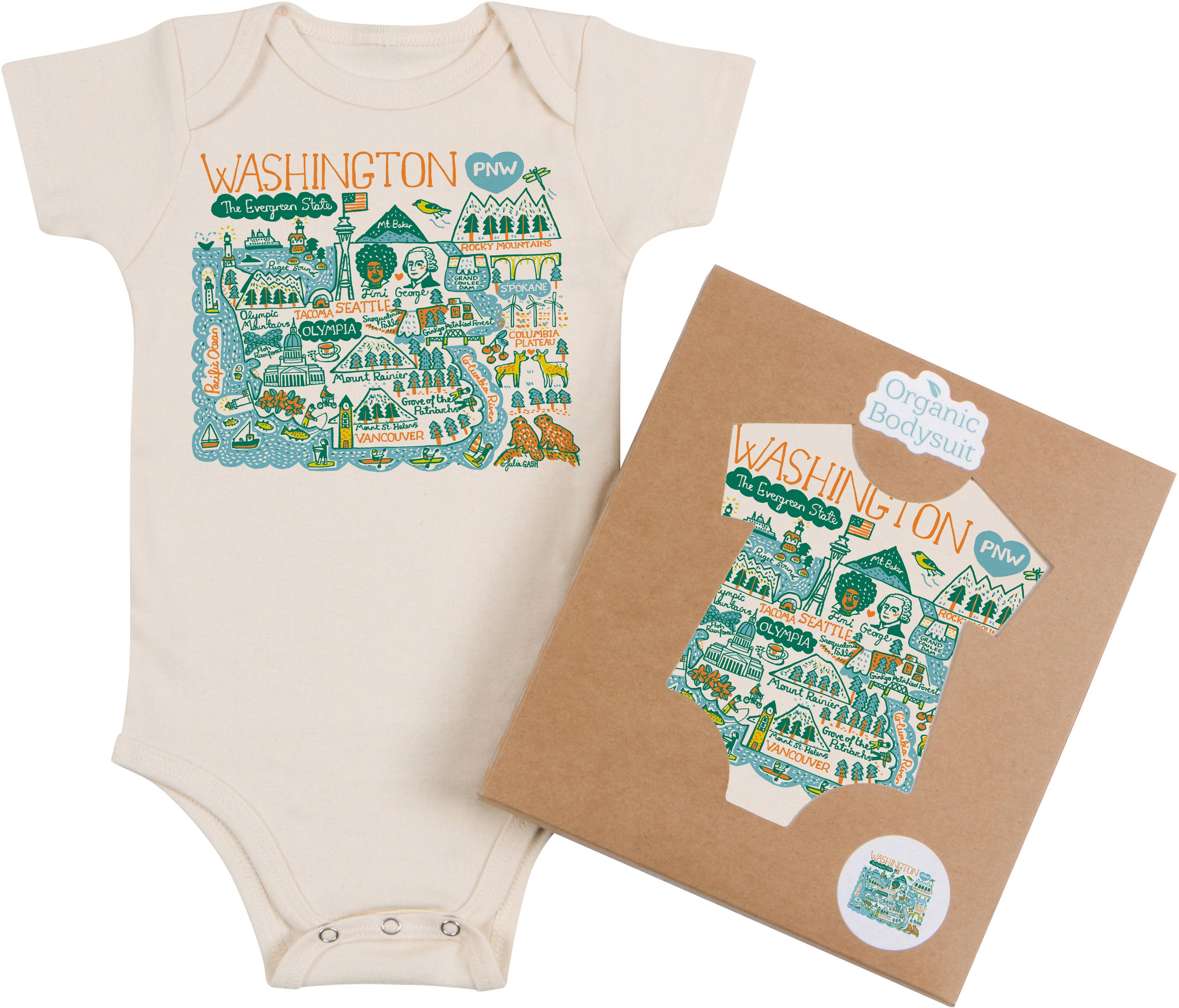 Morado Designs - Wholesale Bodysuit (Non-Footed) - Baby - Washington Boutique Map Art - Evergreen Infant & Toddler0