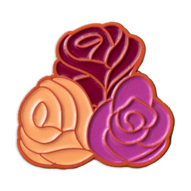 Sapphic Rose Pin for wholesale by Rising Violet Press