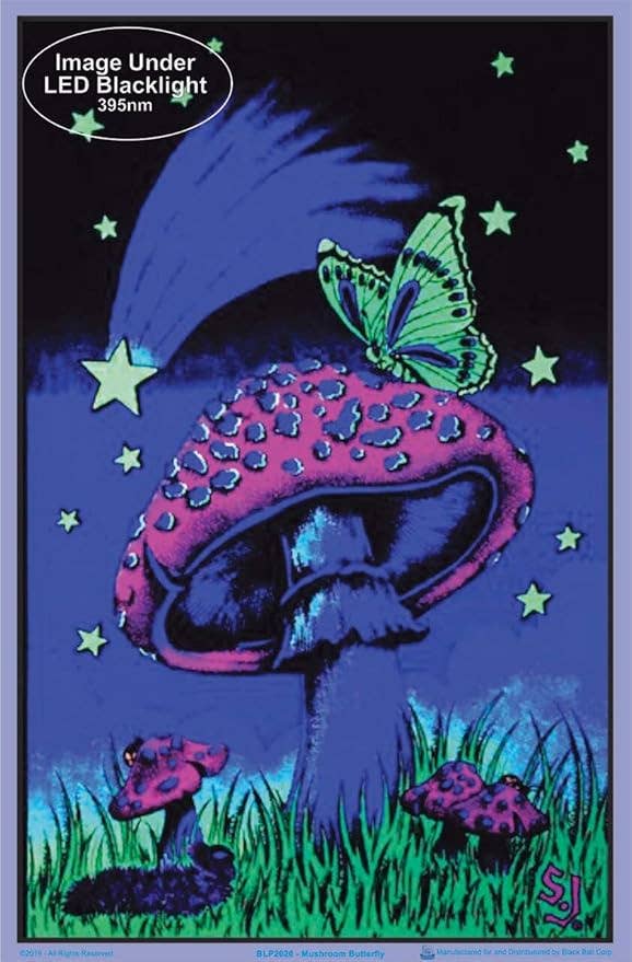 Scorpio Posters - Wholesale Poster - Mushroom Butterflies Black Light Poster - 23" X 35"1
