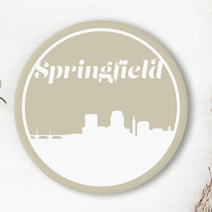 Springfield MA retro skyline coaster | Flere farver for engroshandel hos Paperfinch Design