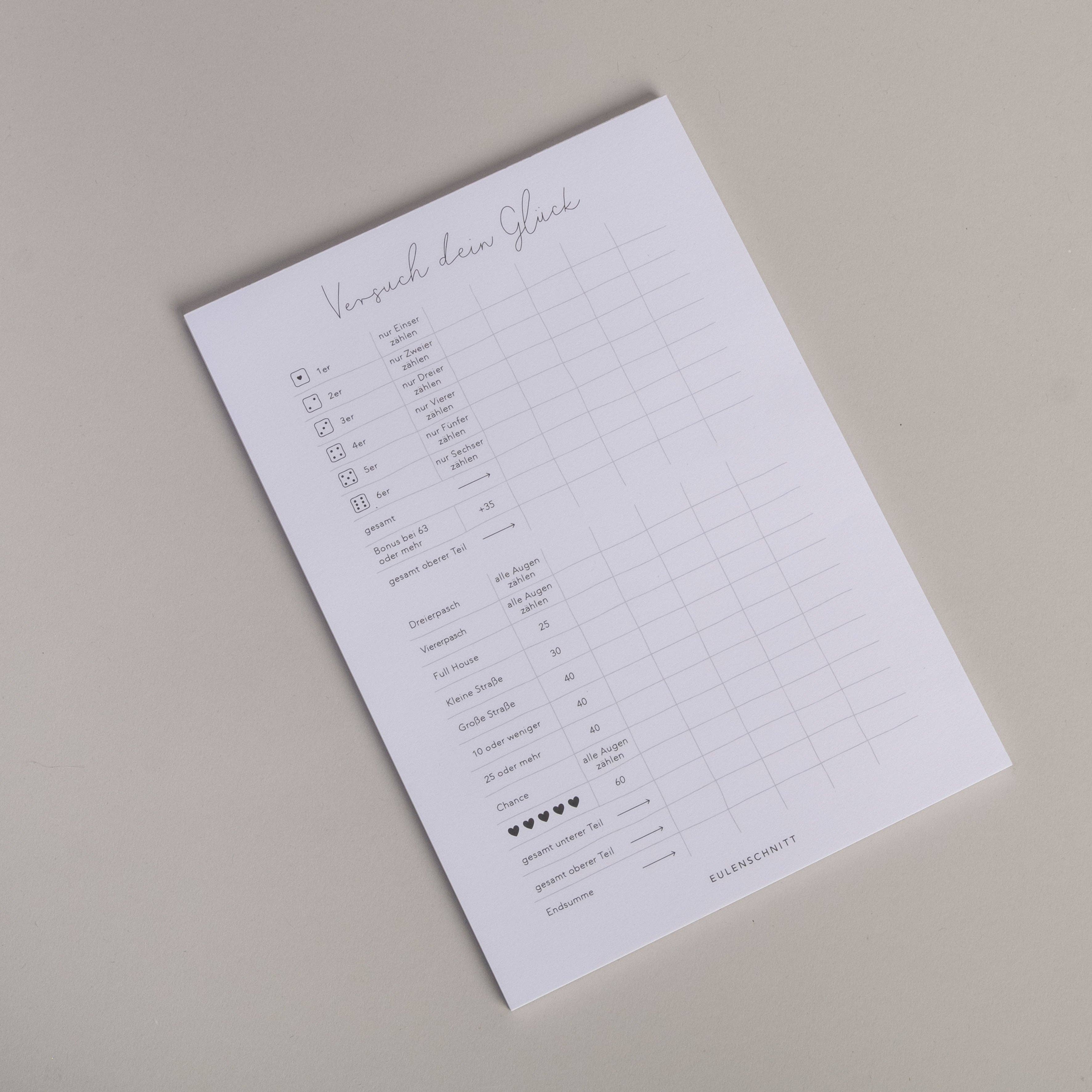 Eulenschnitt - Wholesale Notepad - Block Try Your Luck (VE = 10 pcs)1