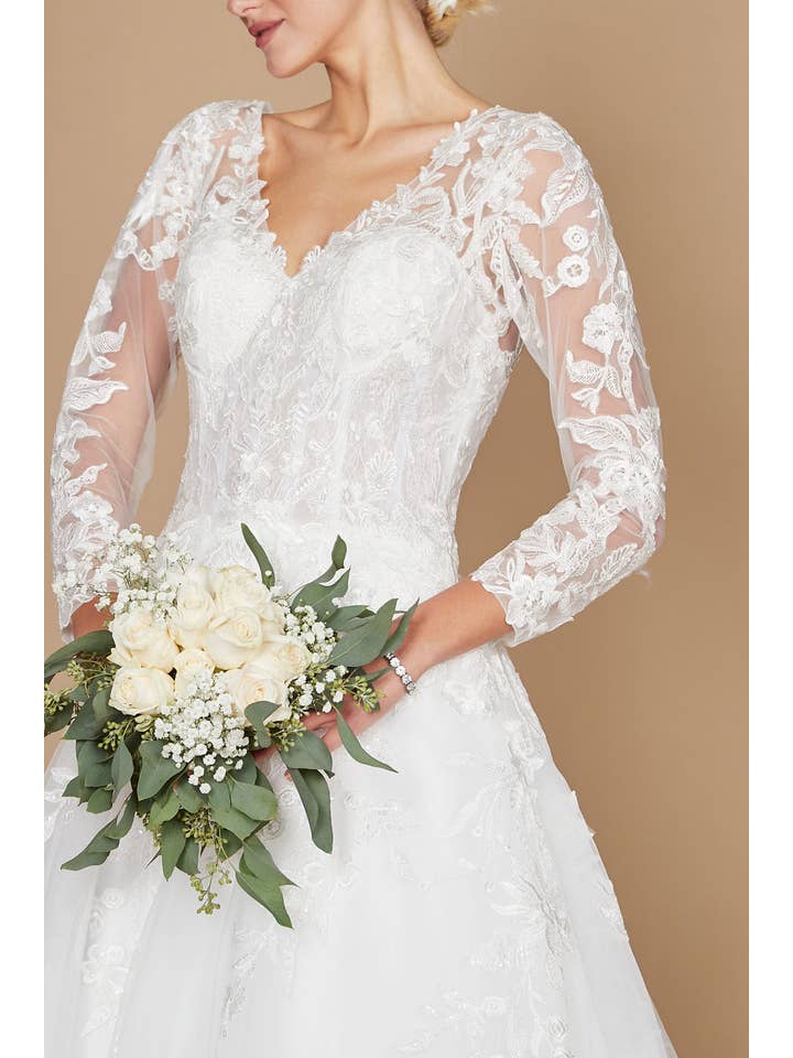 White Long Sleeve Wedding Dress for wholesale on Faire