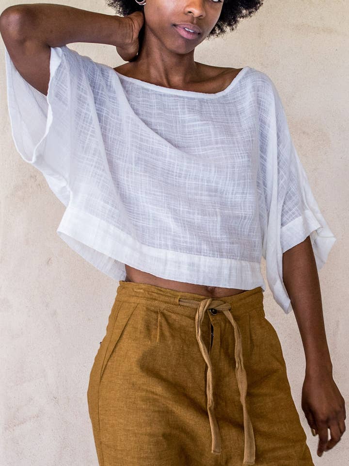 IDIS - Wholesale Blouse – Women’s - Kimono Crop - White2