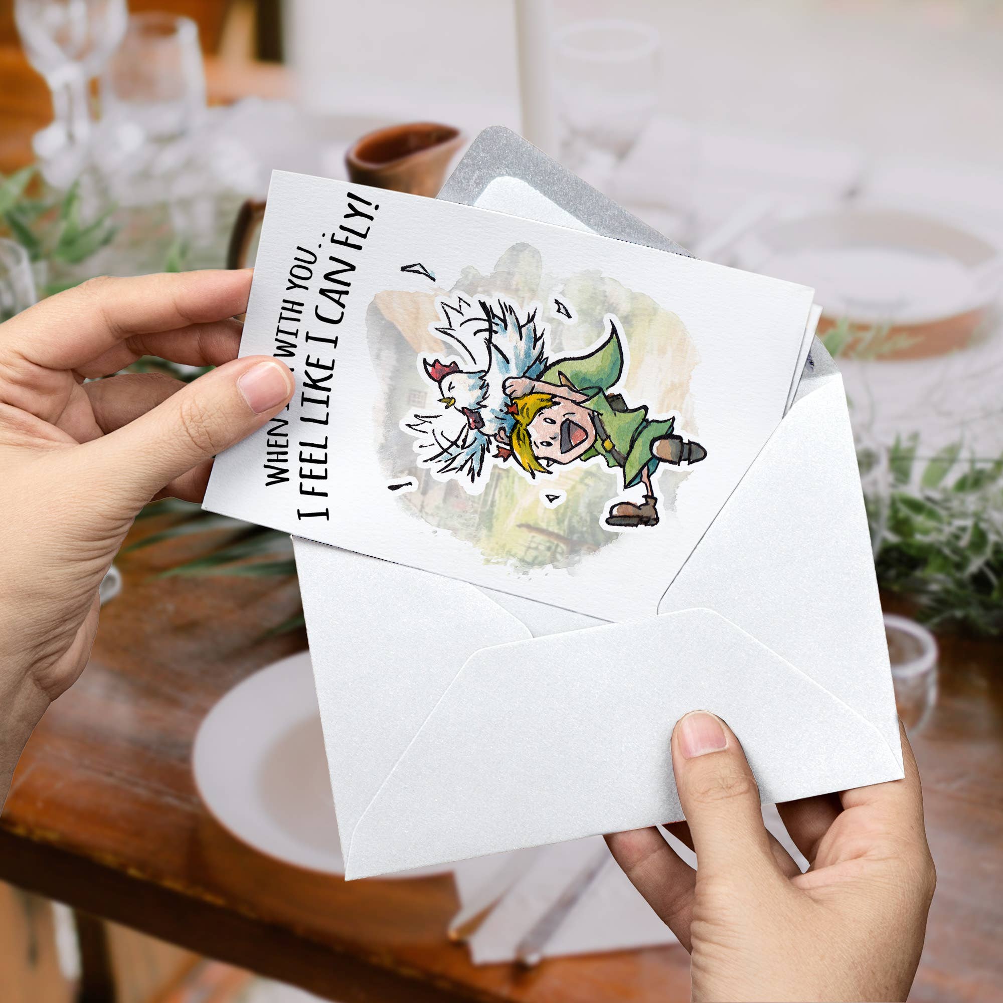 Aaron Millard Illustration - Wholesale Valentine's Day Card - "I Can Fly" - Elf Hero Birthday Valentine Card for Gamer3