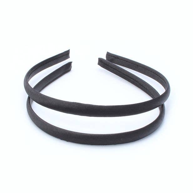 Inca UK – wholesale Fashion headband – women's – 1cm Wide Black Satin Alicebands. Card of 23