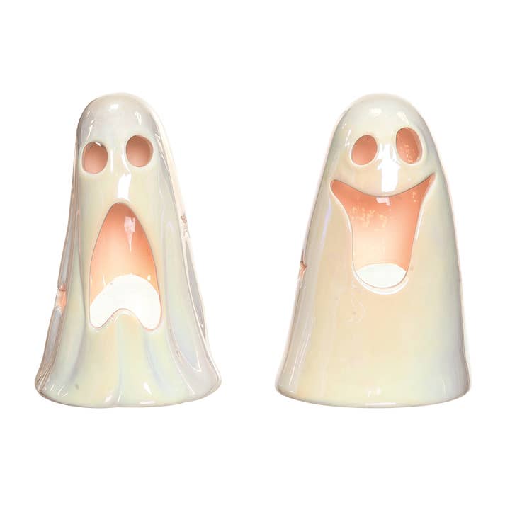 Transpac - Wholesale Votive Candle - CLOSEOUT Halloween Ceramic Pearlescent Ghost Candle Votive 2