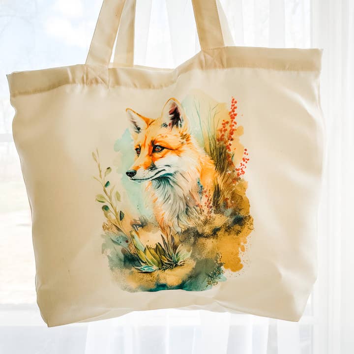 Bolsa reutilizable, multiusos, con diseño de zorro en el campo para venta al por mayor de Dusty & Delilah Designs