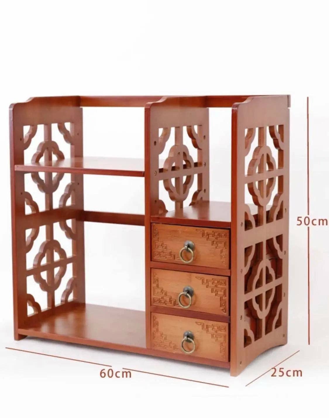 everythingbamboo – Großhandel Bücherregal – Schreibtisch aus Bambus, Bücherregal, Bücherregal, Schublade, Büroablage, vielseitig verwendbar, antiker Stil4