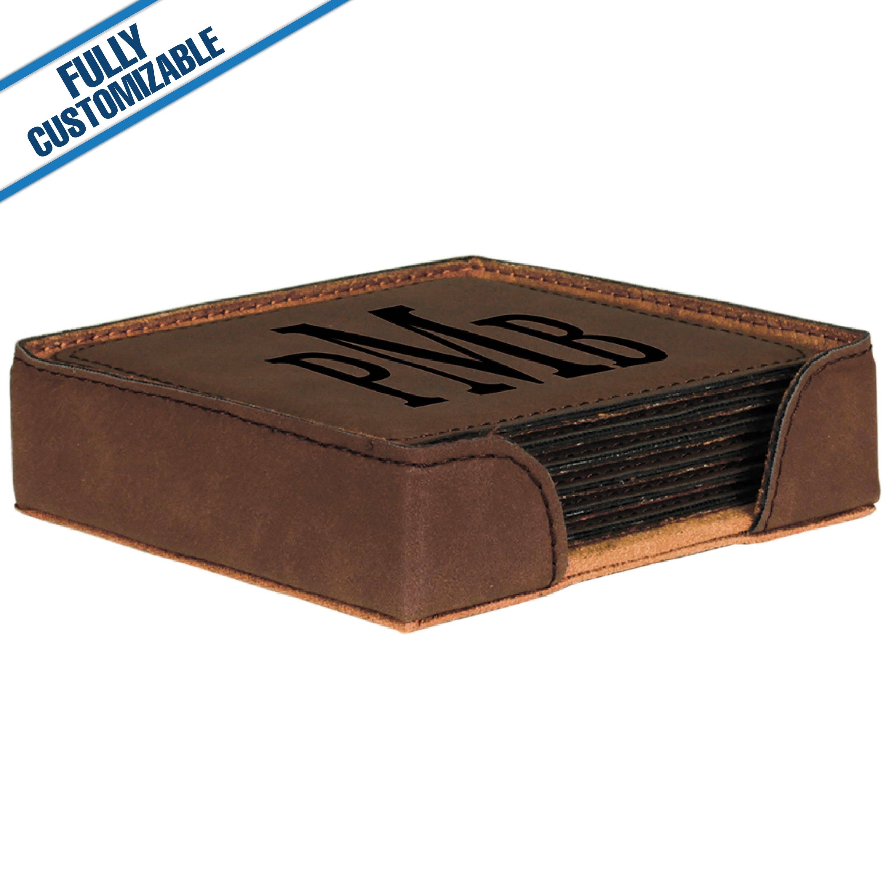 GiftWorksPlus - Wholesale Coasters - Engraved Leatherette Square Coasters - Fully Customizable20