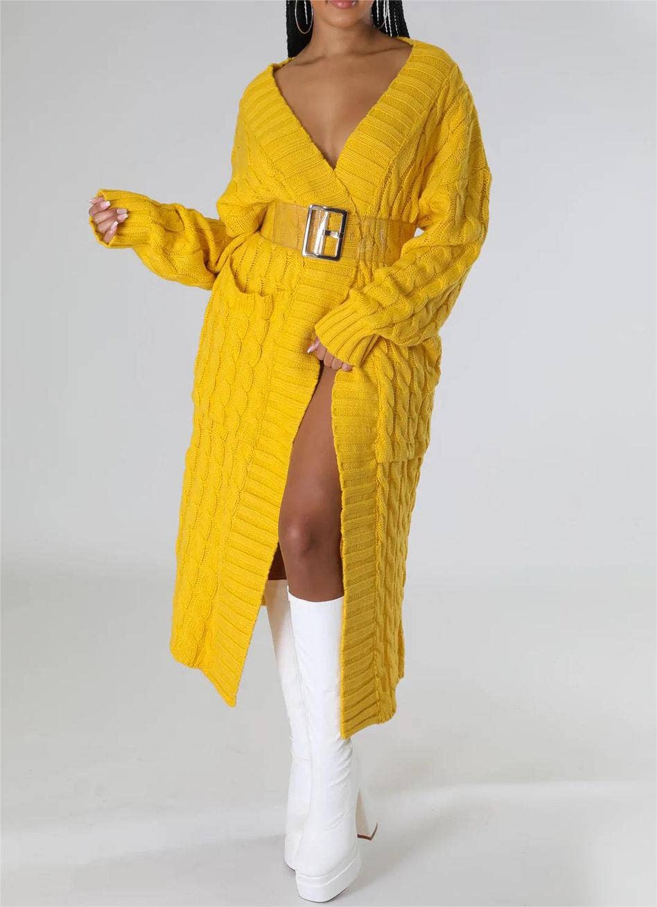 Rosa Clothing - Wholesale Cardigan - Women's - Multicolored Long coat knit cardigan14