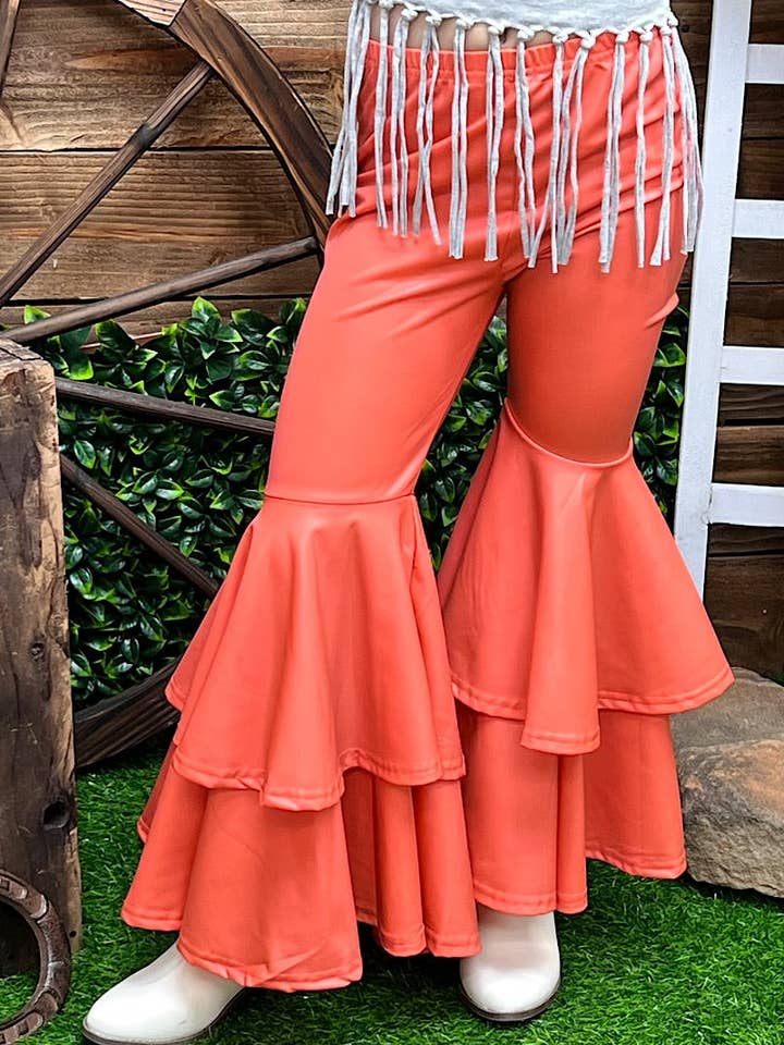 Kids Charm Online - Wholesale Pants - Kids - Orange double layer extra wide bell bottoms. PNG25153109-JEANN