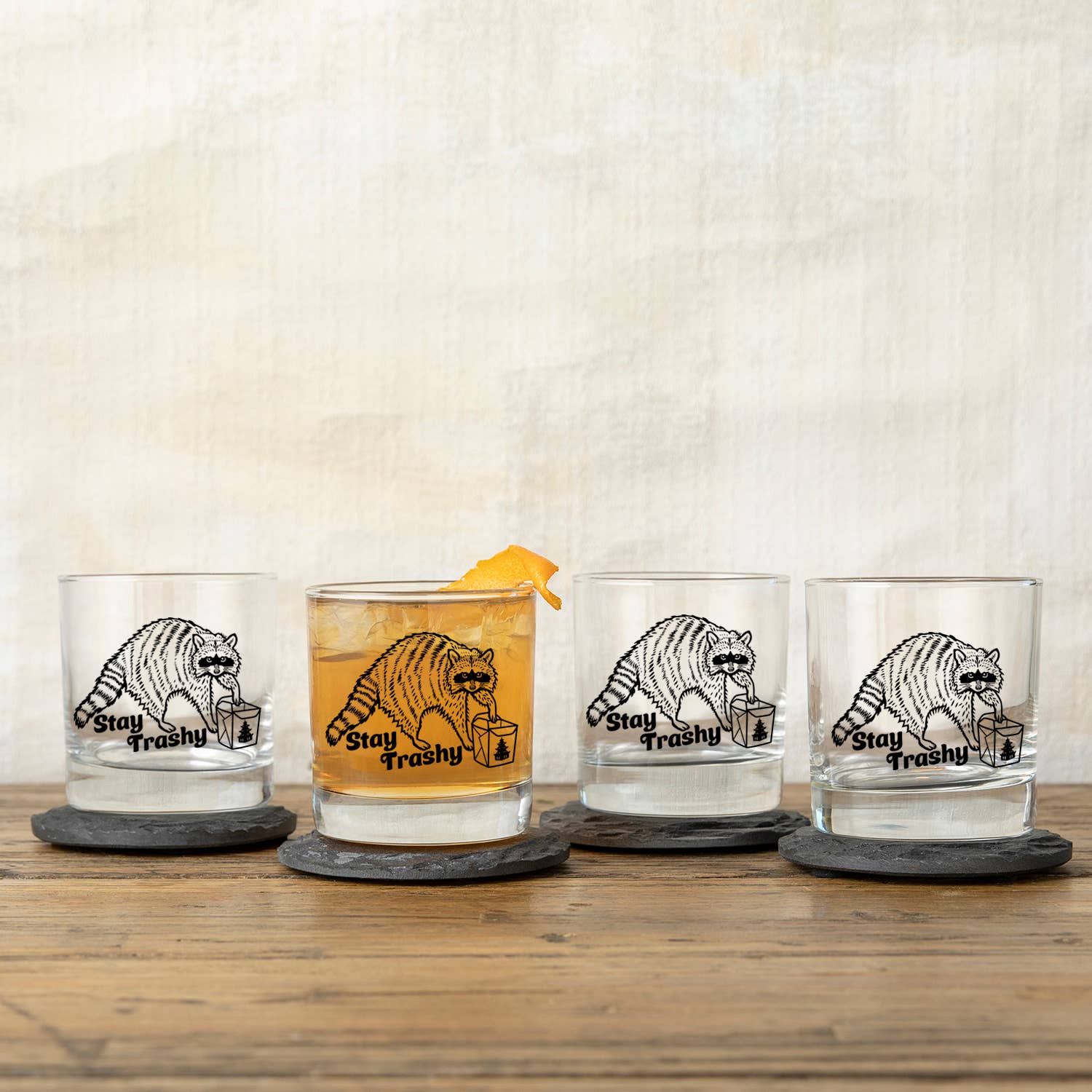 Two Little Fruits - Wholesale Cocktail/Liquor Glass - Barware | Raccoon Rocks Glasses | Stay Trashy Whiskey Glass2
