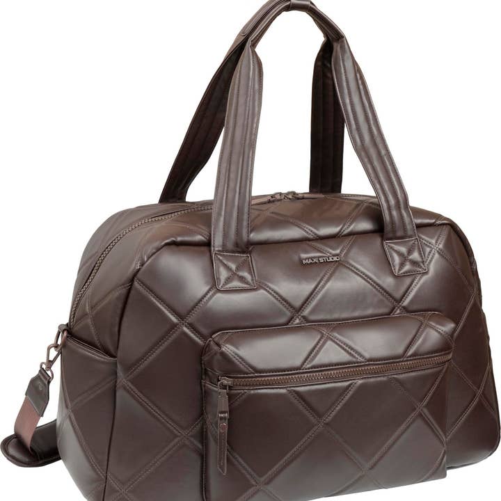 Magid - Wholesale Weekender Bag - Women's - Max Studio 21 Inch Large Lamby Diamond Quilted Front Pocket Duffle Bag