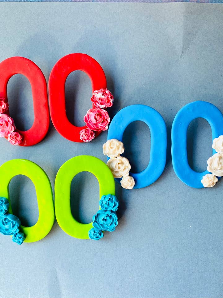 OLIVIA Handmade Polymer Clay Floral Statement Earrings for wholesale by Studio Khira