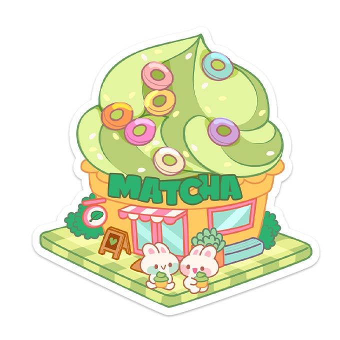 Kanin Matcha Isbutik Vandtæt Vinylklistermærke for engroshandel hos Meowashi Studio