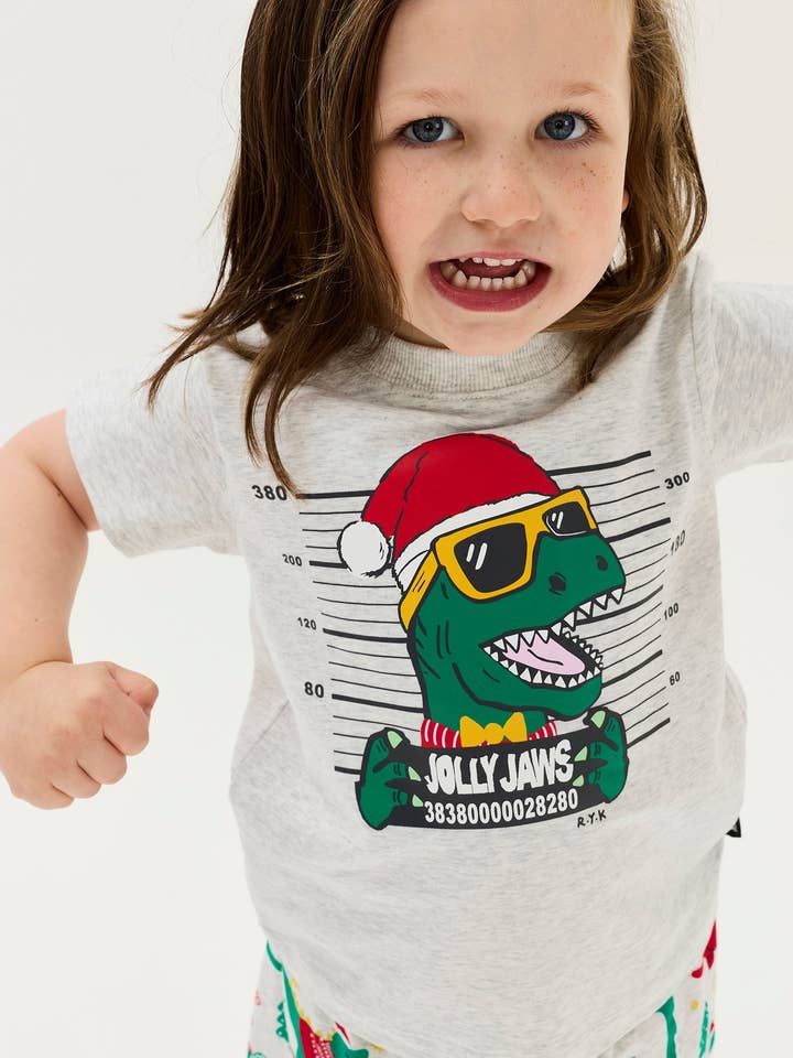 Grey Dino JIGGLE JAWS OUTLAW PJ SLEEP SET for wholesale on Faire1