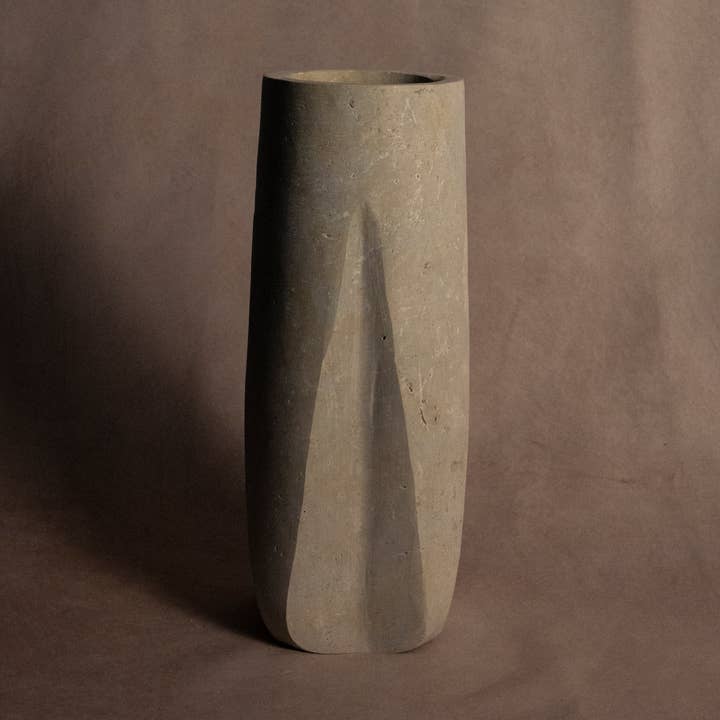 V Shape Vase - Travertine for wholesale by Marigold Market