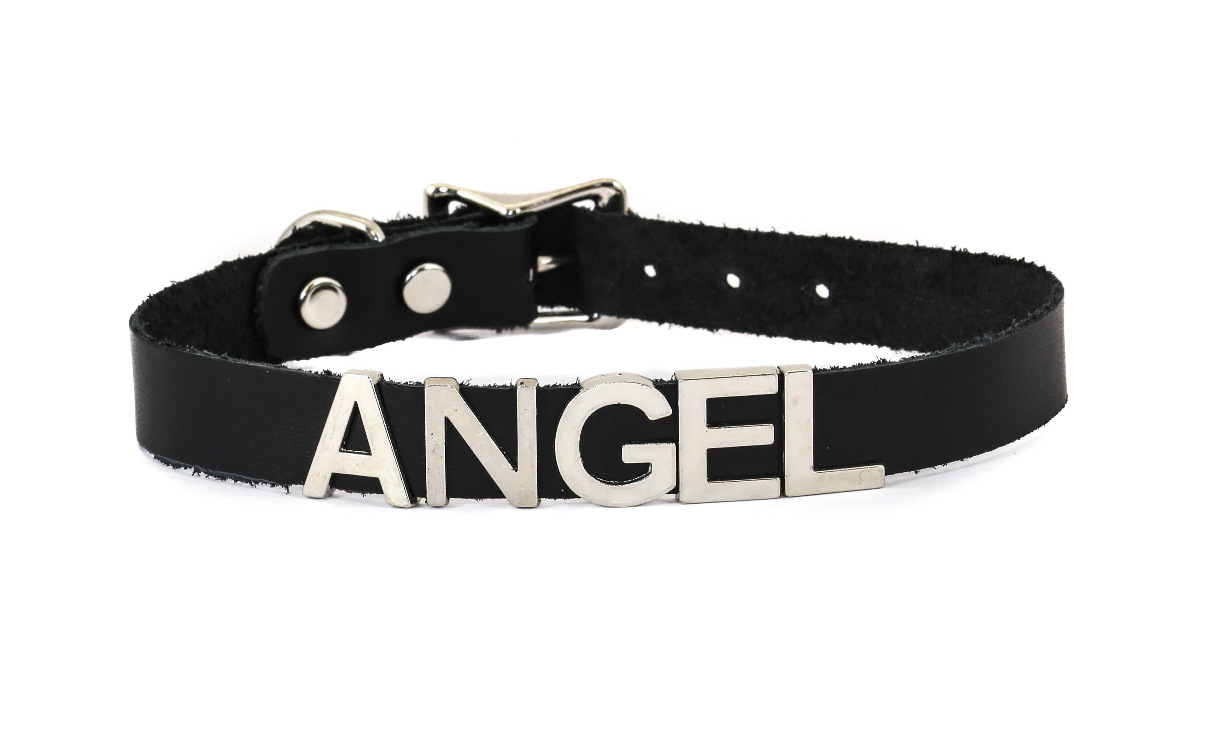 Funk Plus - Wholesale Choker/Collar - FC291 GENUINE LEATHER STAINLESS STEEL LETTER NAME FETISH  CHOKER1